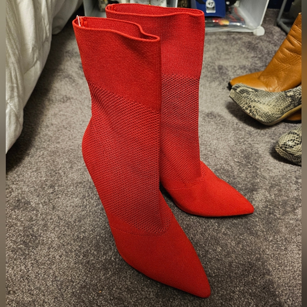 Brash Red Heeled Boots